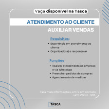 Vaga para atendente/auxiliar vendas