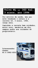 CAVALO VOLVO NL 12 360 1994 E CARRETA