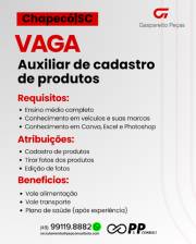 Auxiliar de cadastro de produtos