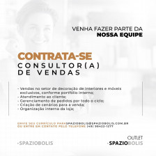 Contratação de Profissional de Vendas de Móveis de Decoração